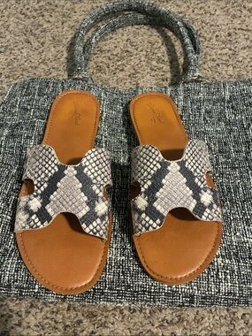 Snake-Print Sandals